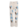 Chrome Hearts Cross Patch Embroidery Jeans - White with Blue and Black - front view