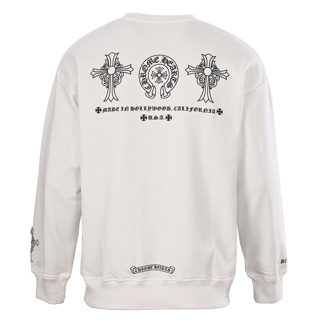 Chrome Hearts Chest Horseshoe Crewneck Sweatshirt - White - back view