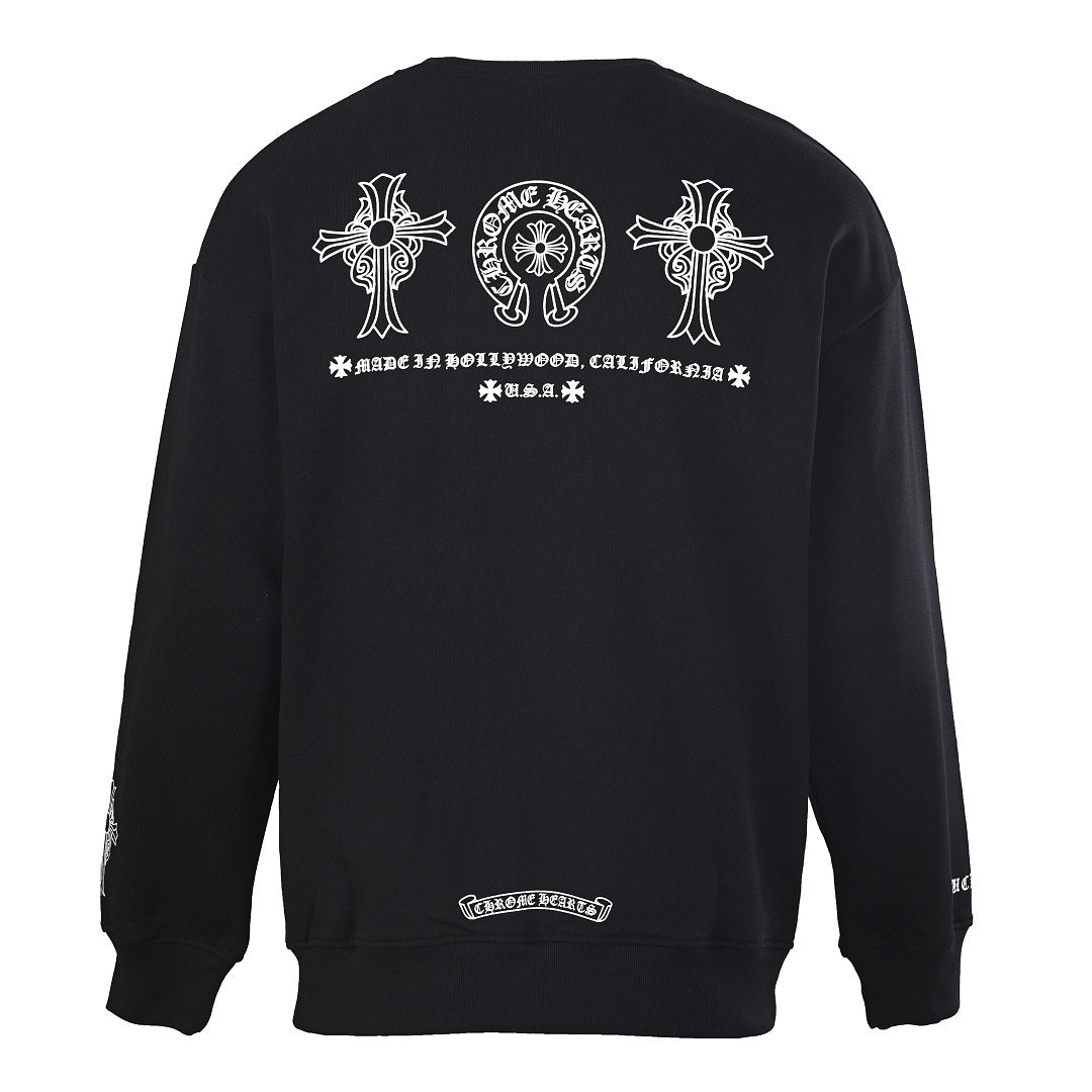 Chrome Hearts Chest Horseshoe Crewneck Sweatshirt - Black - back view