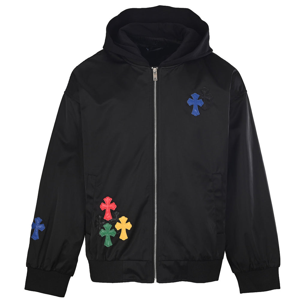 Chrome Hearts Multicolor Cross Zip-Up Hooded Jacket - Black - front view