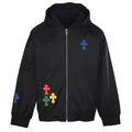 Chrome Hearts Multicolor Cross Zip-Up Hooded Jacket - Black - front view