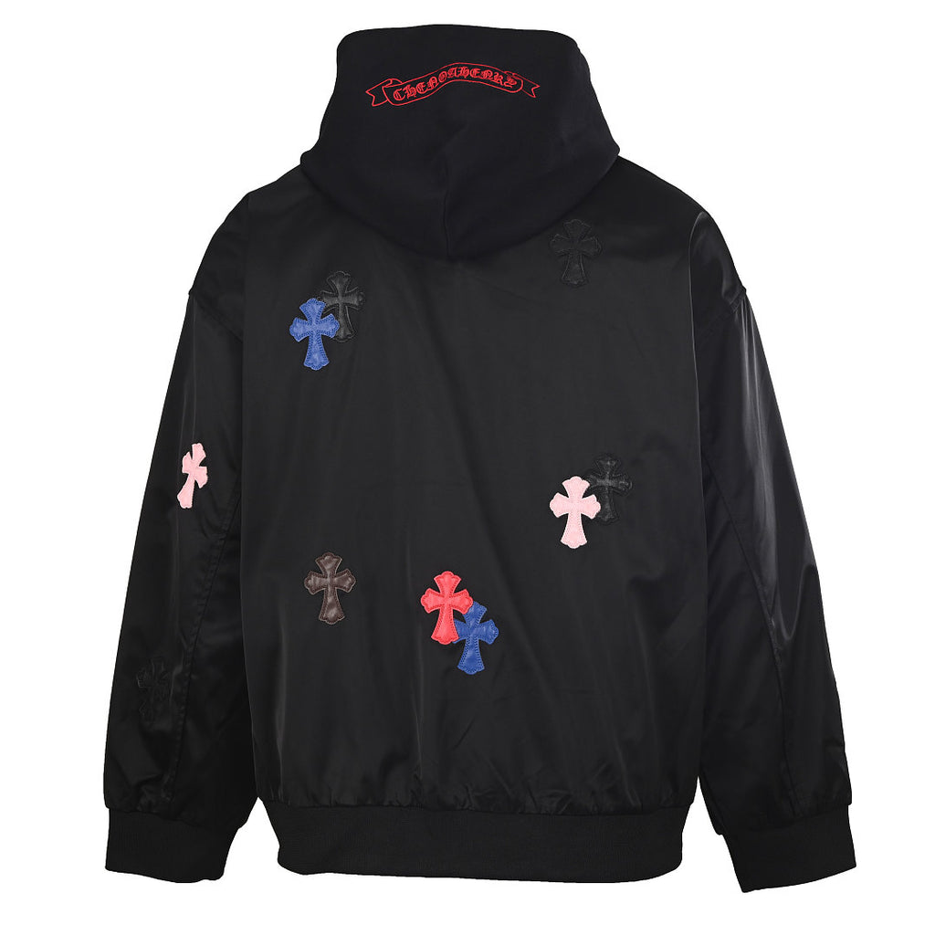 Chrome Hearts Multicolor Cross Zip-Up Hooded Jacket - Black - back view