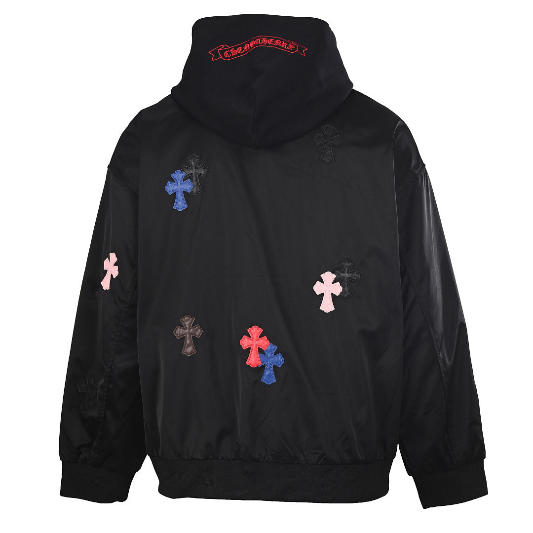 Chrome Hearts Multicolor Cross Zip-Up Hooded Jacket - Black - back view