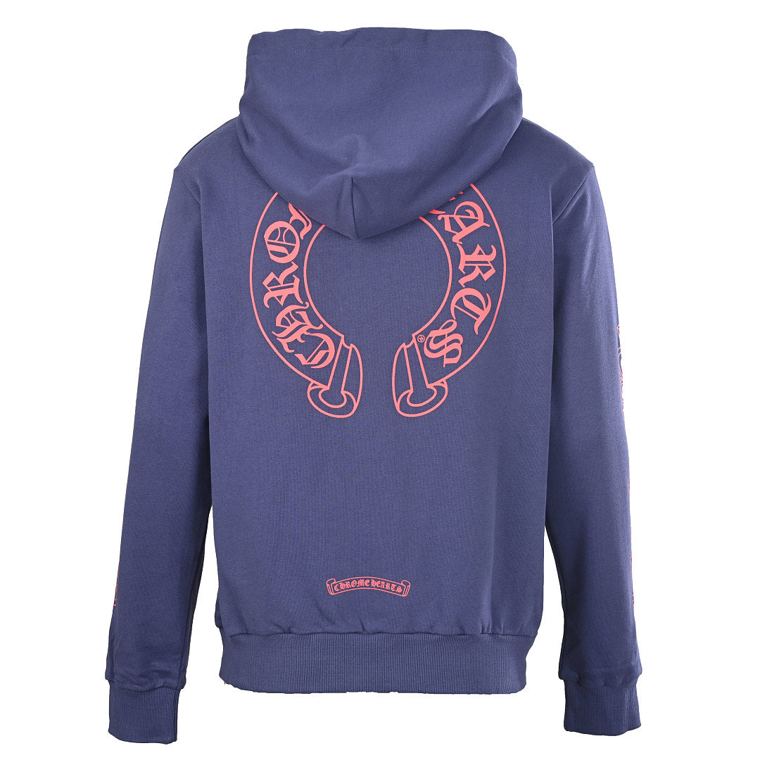 Chrome Hearts Script Horseshoe Pullover Hoodie - Navy - back view