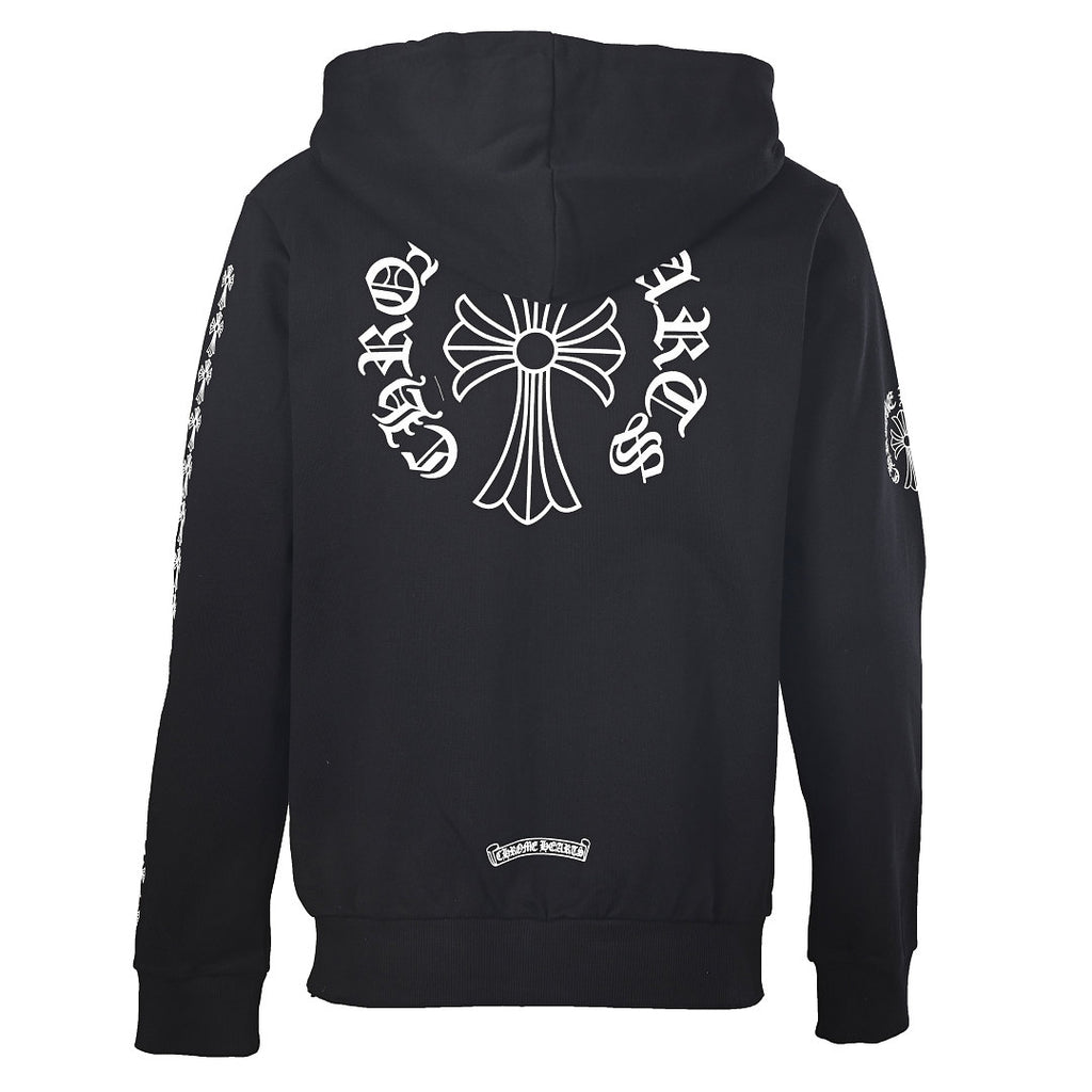 Chrome Hearts Sleeve Cross Zip-Up Hoodie - Black - back view