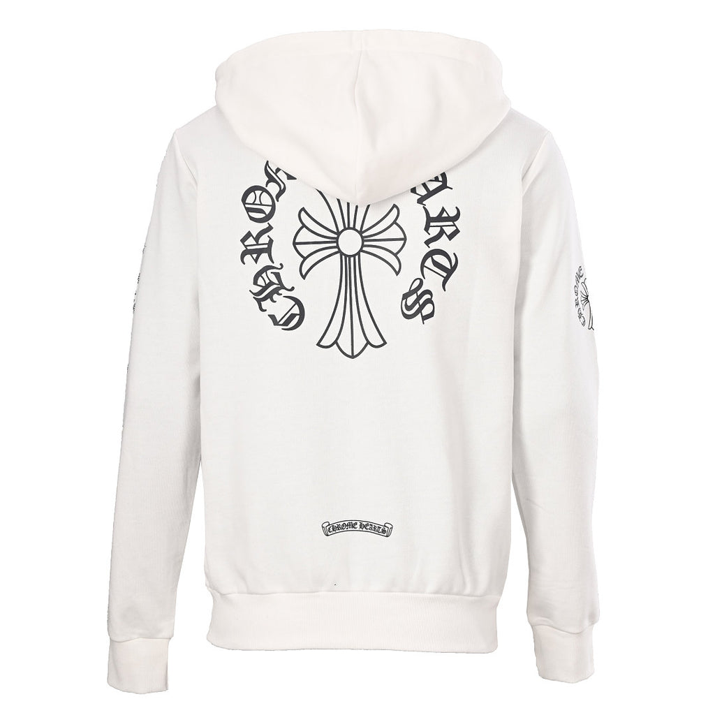 Chrome Hearts Sleeve Cross Zip-Up Hoodie - White - back view