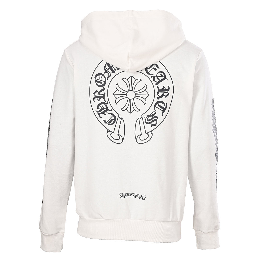 Chrome Hearts Full-Sleeve Graphic Zip-Up Hoodie - White - back view