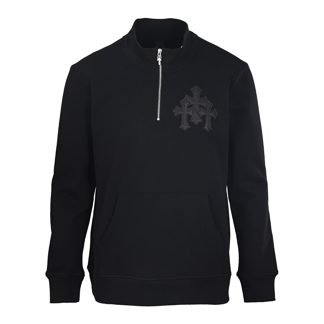 Chrome Hearts Back Cross Pullover Hoodie - Black - front view