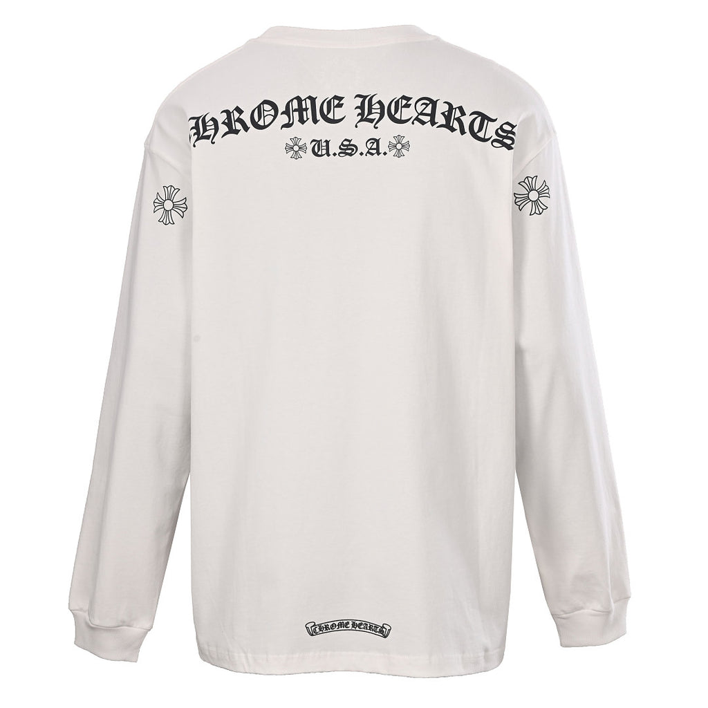 Chrome Hearts Scroll Graphic Long-Sleeve T-Shirt - White - back view