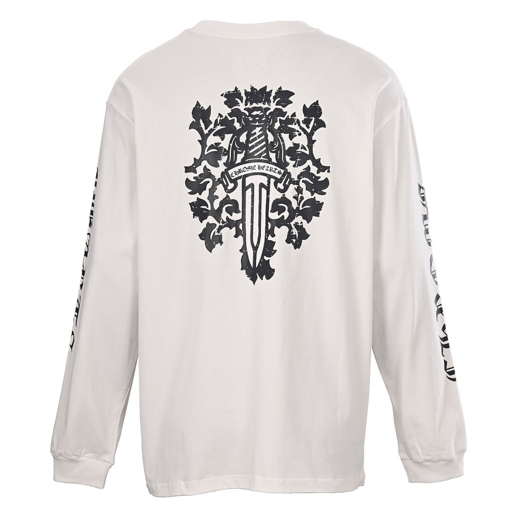 Chrome Hearts Sword Graphic Long-Sleeve T-Shirt - White and Black - back view