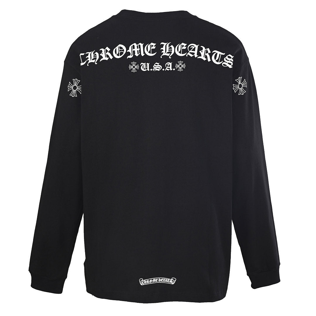 Chrome Hearts Scroll Graphic Long-Sleeve T-Shirt - Black - back view