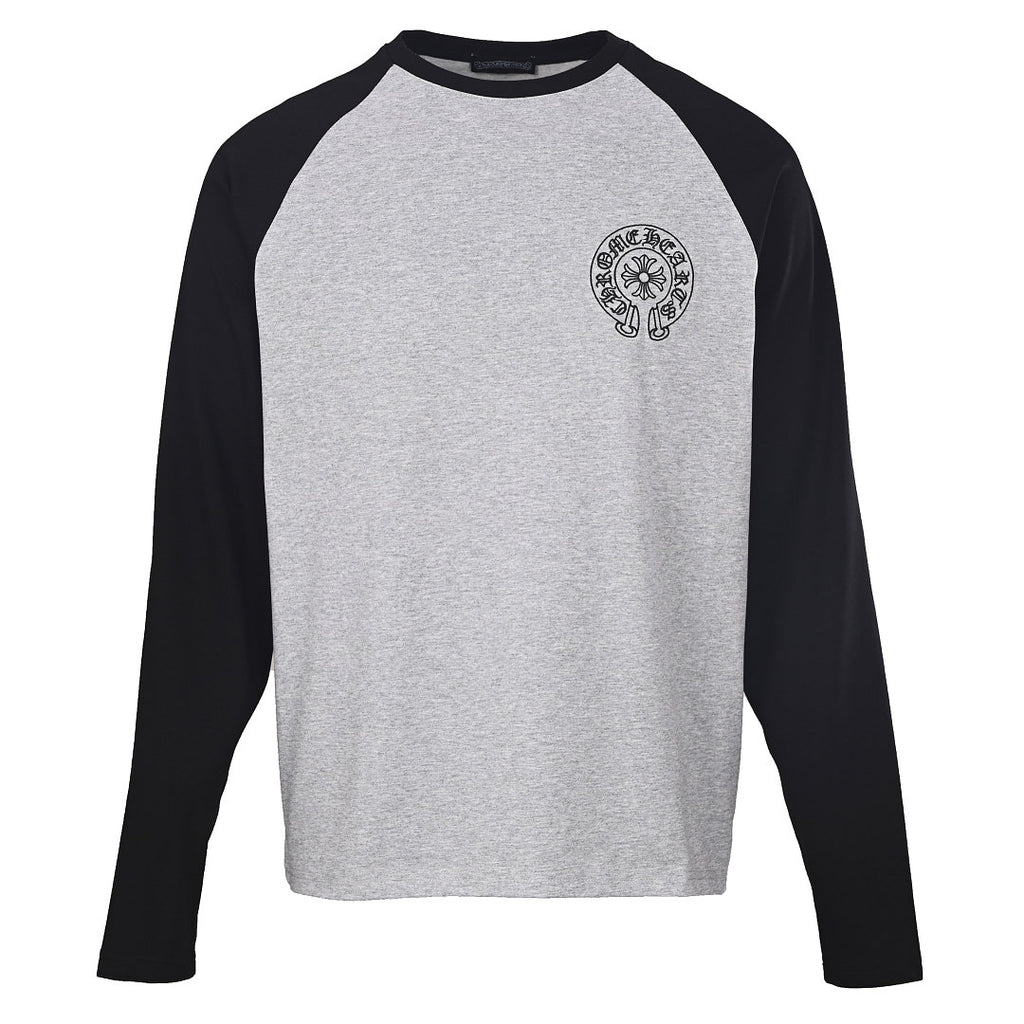 Chrome Hearts Front and Back Horseshoe Long-Sleeve T-Shirt - Gray and Black - front view