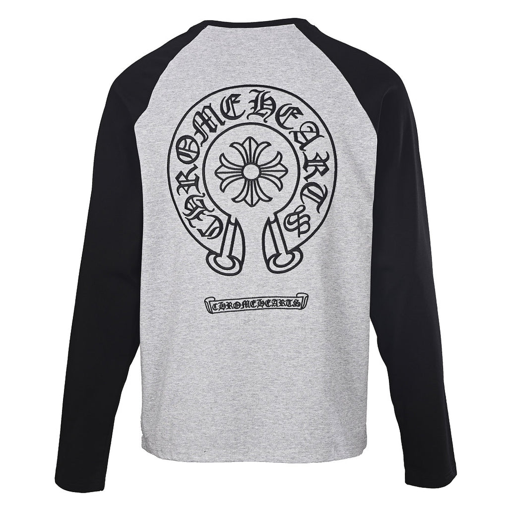 Chrome Hearts Front and Back Horseshoe Long-Sleeve T-Shirt - Gray and Black - back view