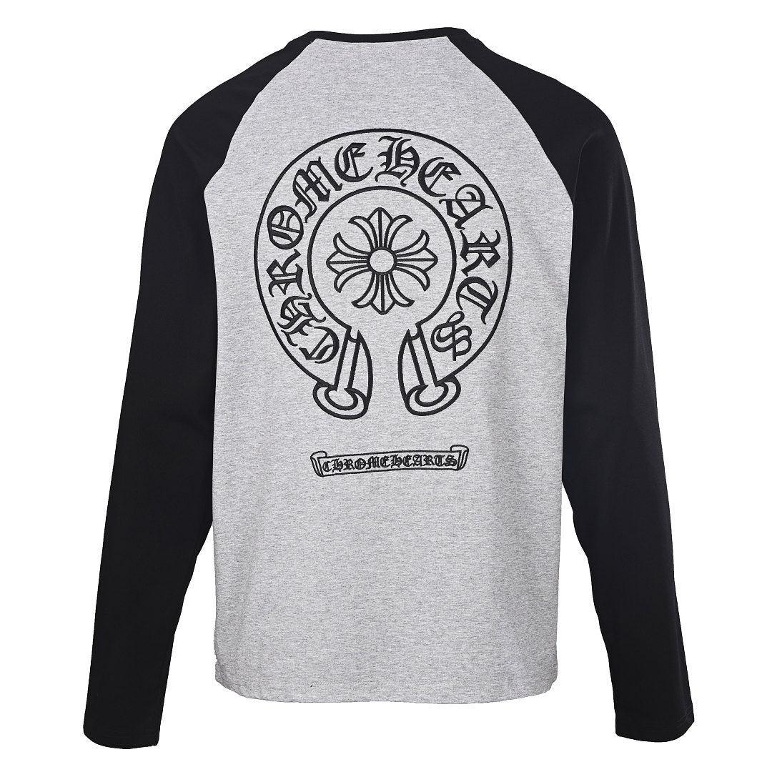 Chrome Hearts Front and Back Horseshoe Long-Sleeve T-Shirt - Gray and Black - back view