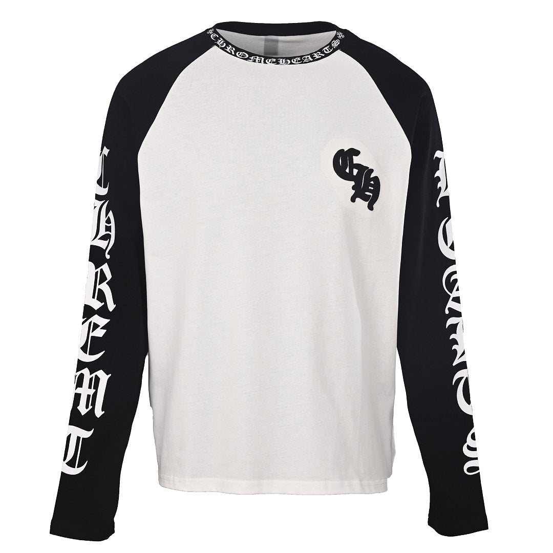 Chrome Hearts Script Horseshoe Hardware Long-Sleeve T-Shirt - White and Black - front view
