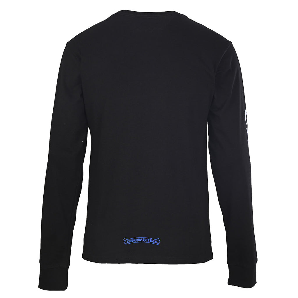 Chrome Hearts Classic Script Logo Long-Sleeve T-Shirt - Black with Blue - back view