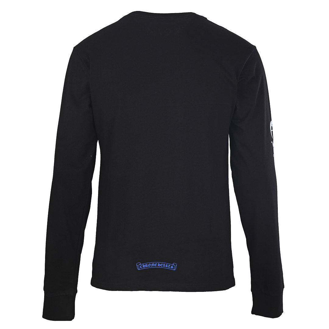 Chrome Hearts Classic Script Logo Long-Sleeve T-Shirt - Black with Blue - back view