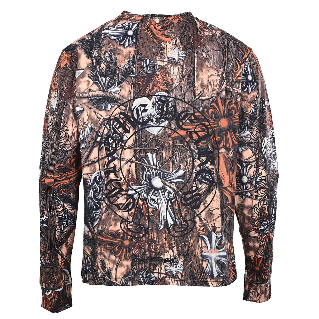 Chrome Hearts Forest Camo Cross Long-Sleeve T-Shirt - Black - back view