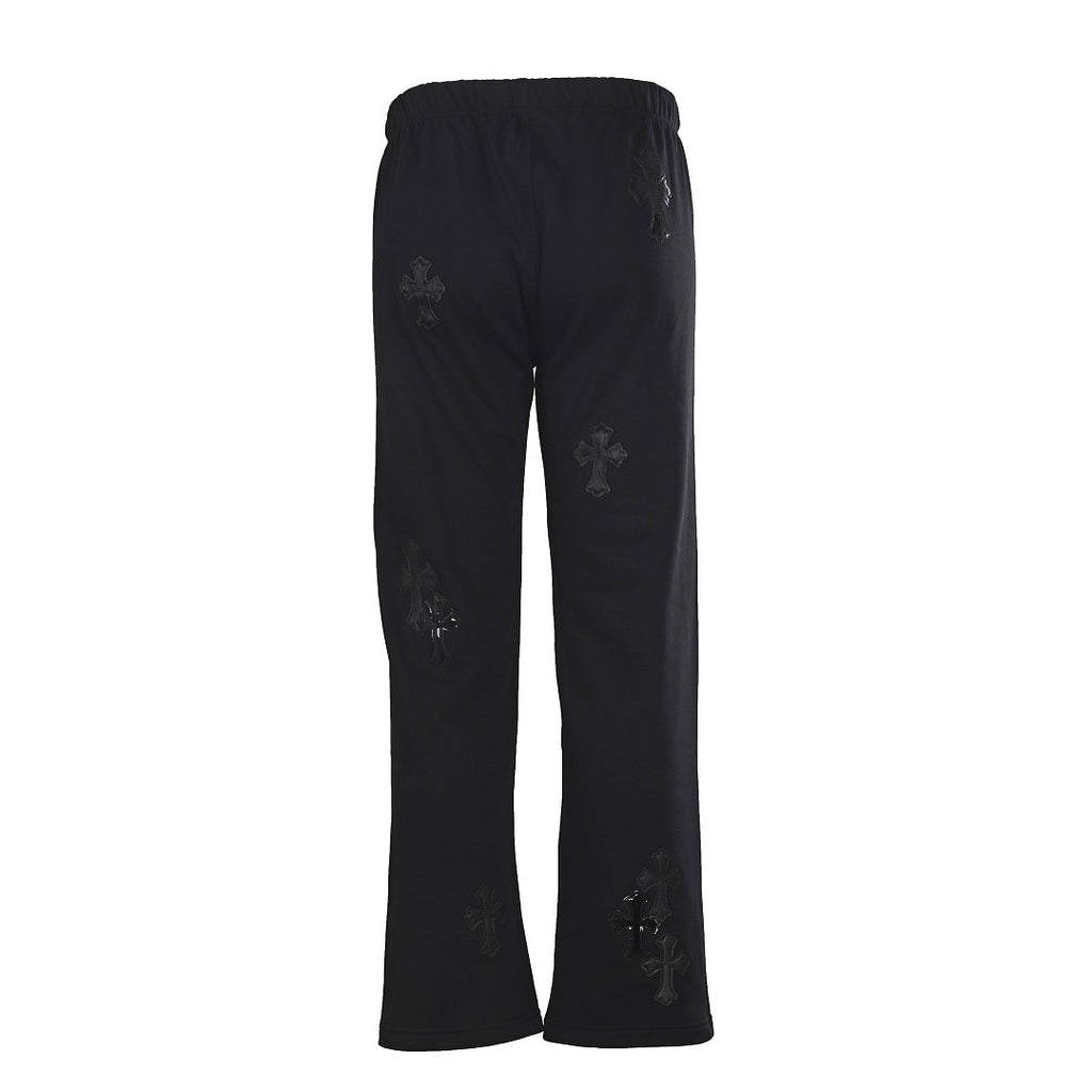 Chrome Hearts Multi-Cross Patch Straight-Leg Pants - Black - back view