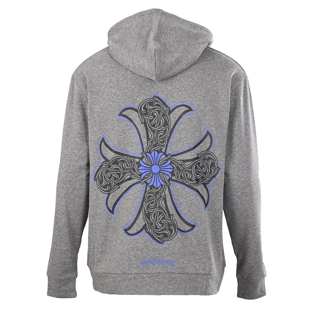 Chrome Hearts Black Cross Floral Zip-Up Hoodie - Black - back view