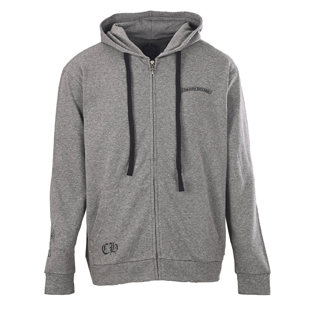 Chrome Hearts Black Cross Floral Zip-Up Hoodie II - Black - front view