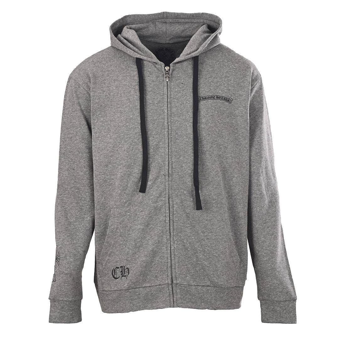 Chrome Hearts Black Cross Floral Zip-Up Hoodie II - Black - front view