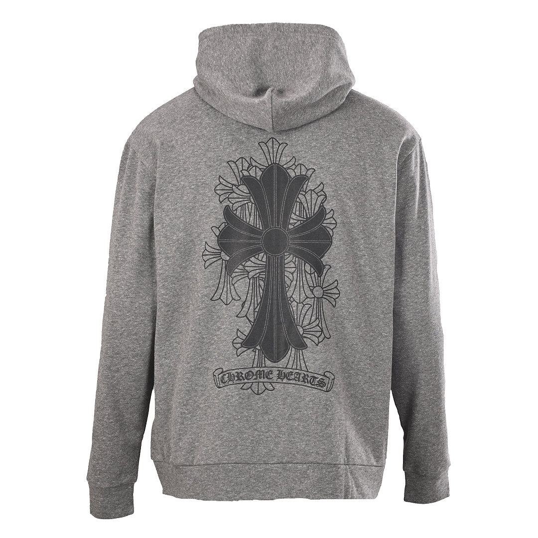 Chrome Hearts Black Cross Floral Zip-Up Hoodie II - Black - back view