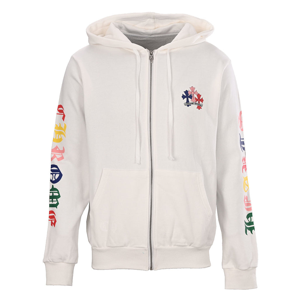 Chrome Hearts Multicolor Cross Print Zip-Up Jacket - White - front view