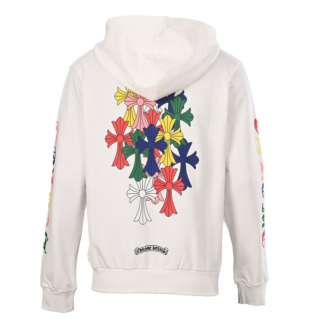 Chrome Hearts Multicolor Cross Print Zip-Up Jacket - White - back view