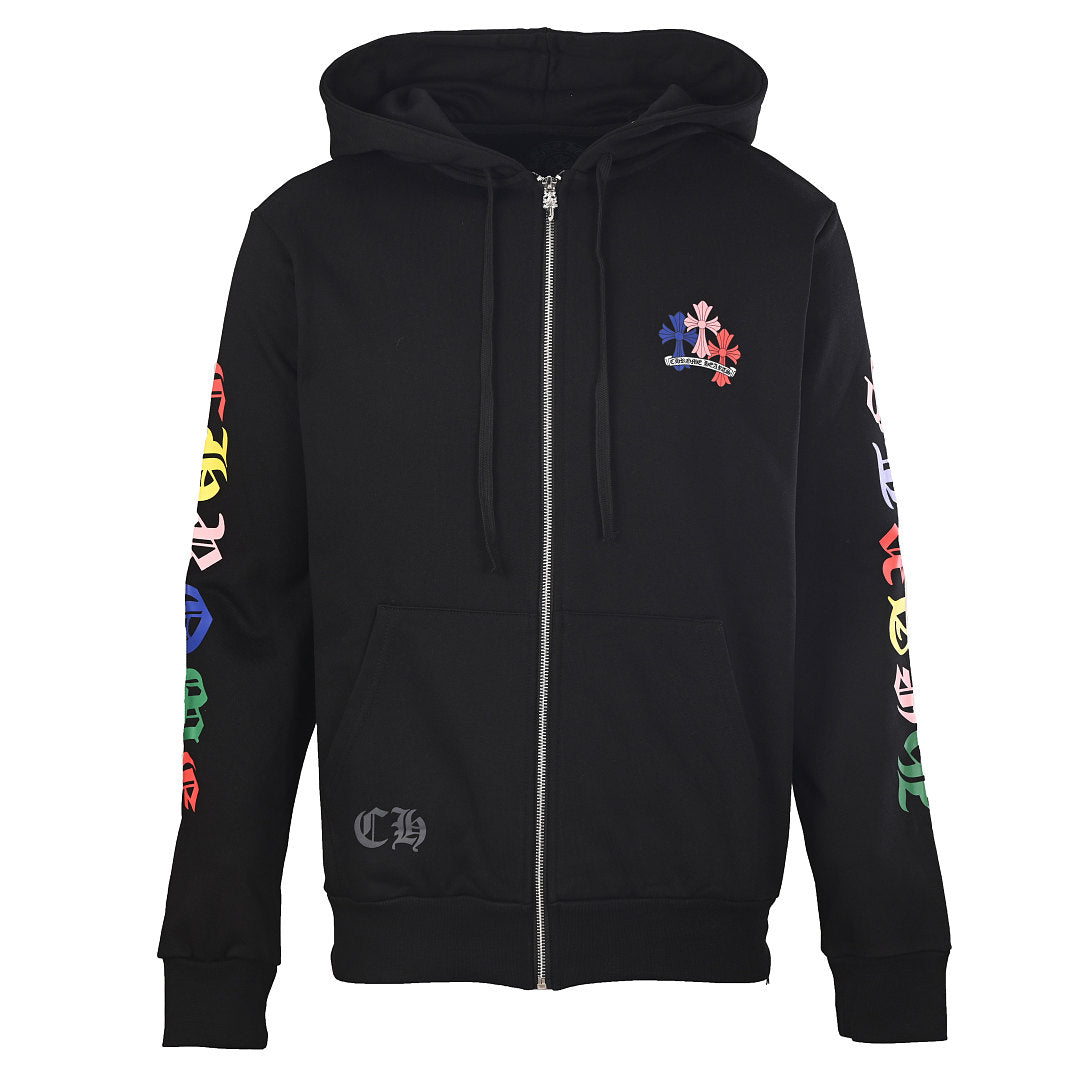 Chrome Hearts Multicolor Cross Print Zip-Up Jacket - Black - front view