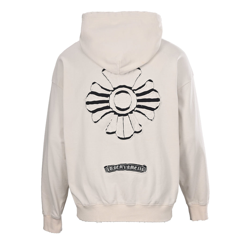 Chrome Hearts Cross Patch Embroidery Pullover Hoodie - White - back view