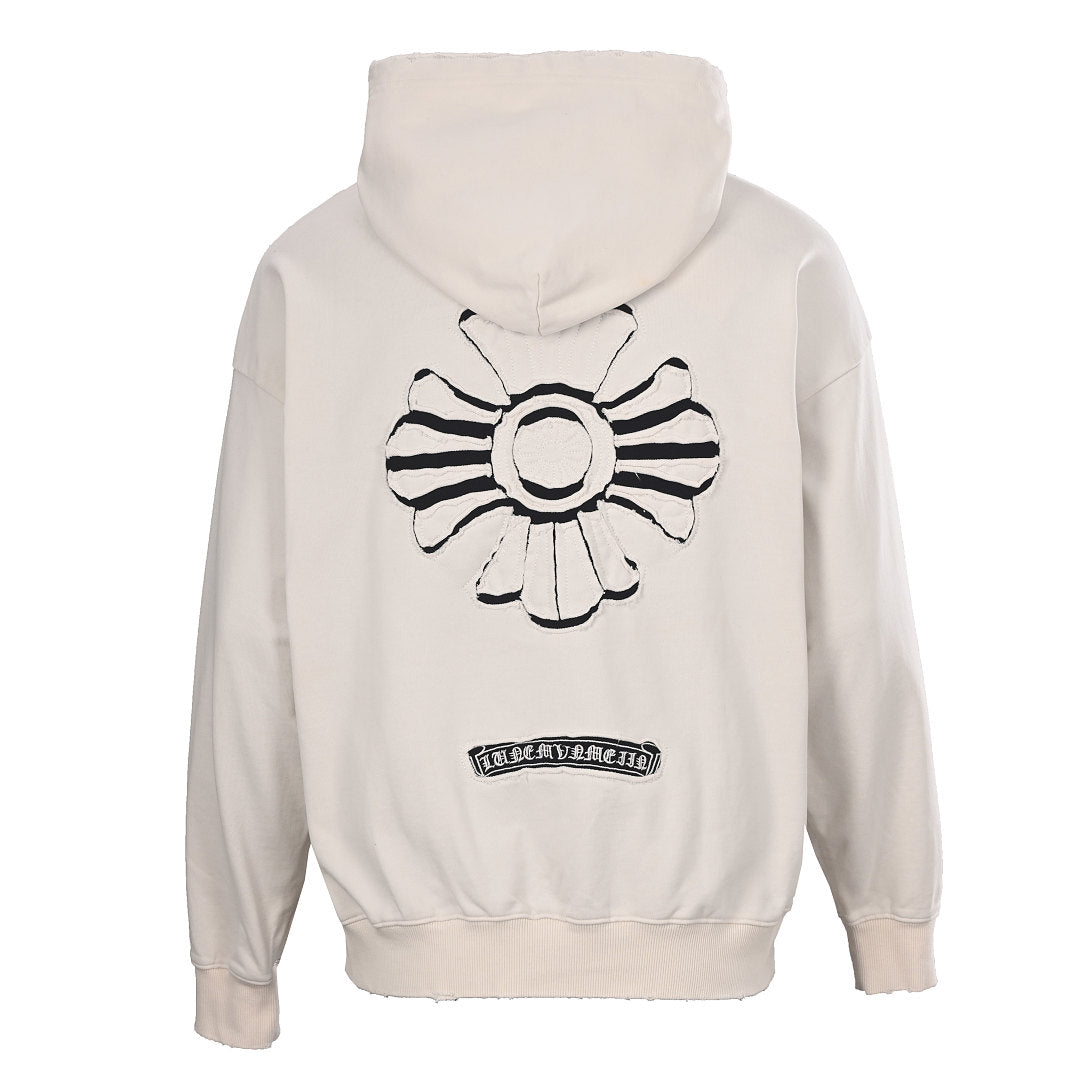Chrome Hearts Cross Patch Embroidery Pullover Hoodie - White - back view