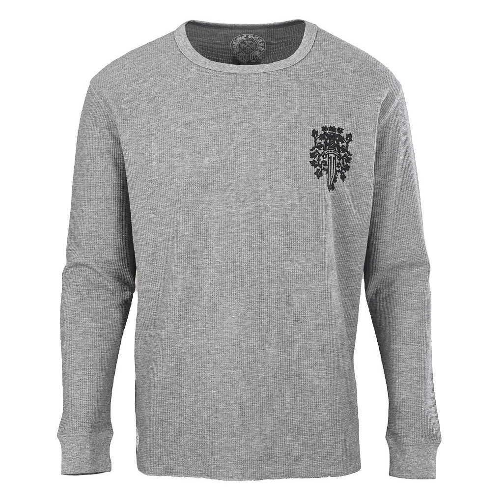Chrome Hearts Waffle-Knit Vine Sword Long-Sleeve T-Shirt - Gray - front view
