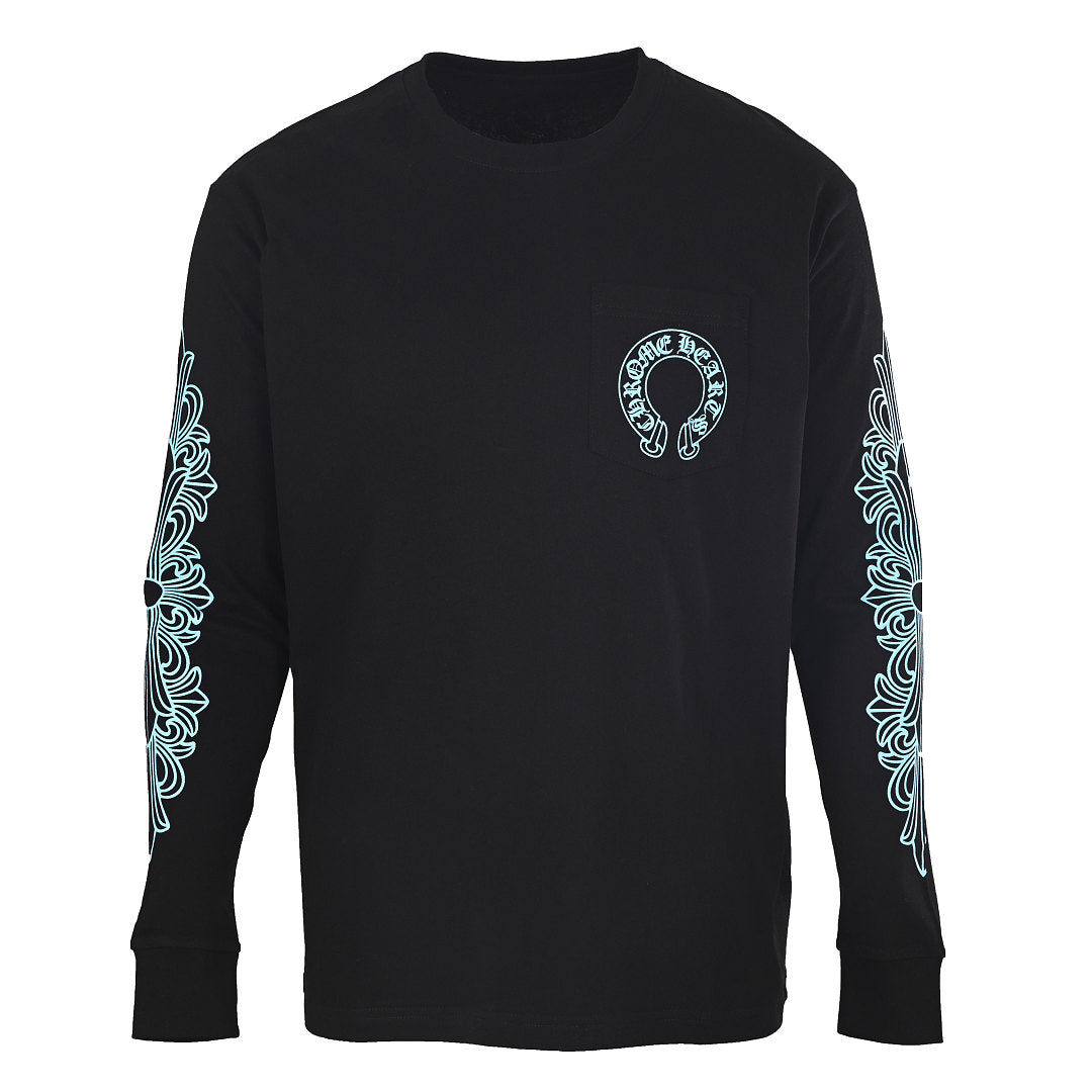 Chrome Hearts Scroll Graphic Long-Sleeve T-Shirt - Black - front view