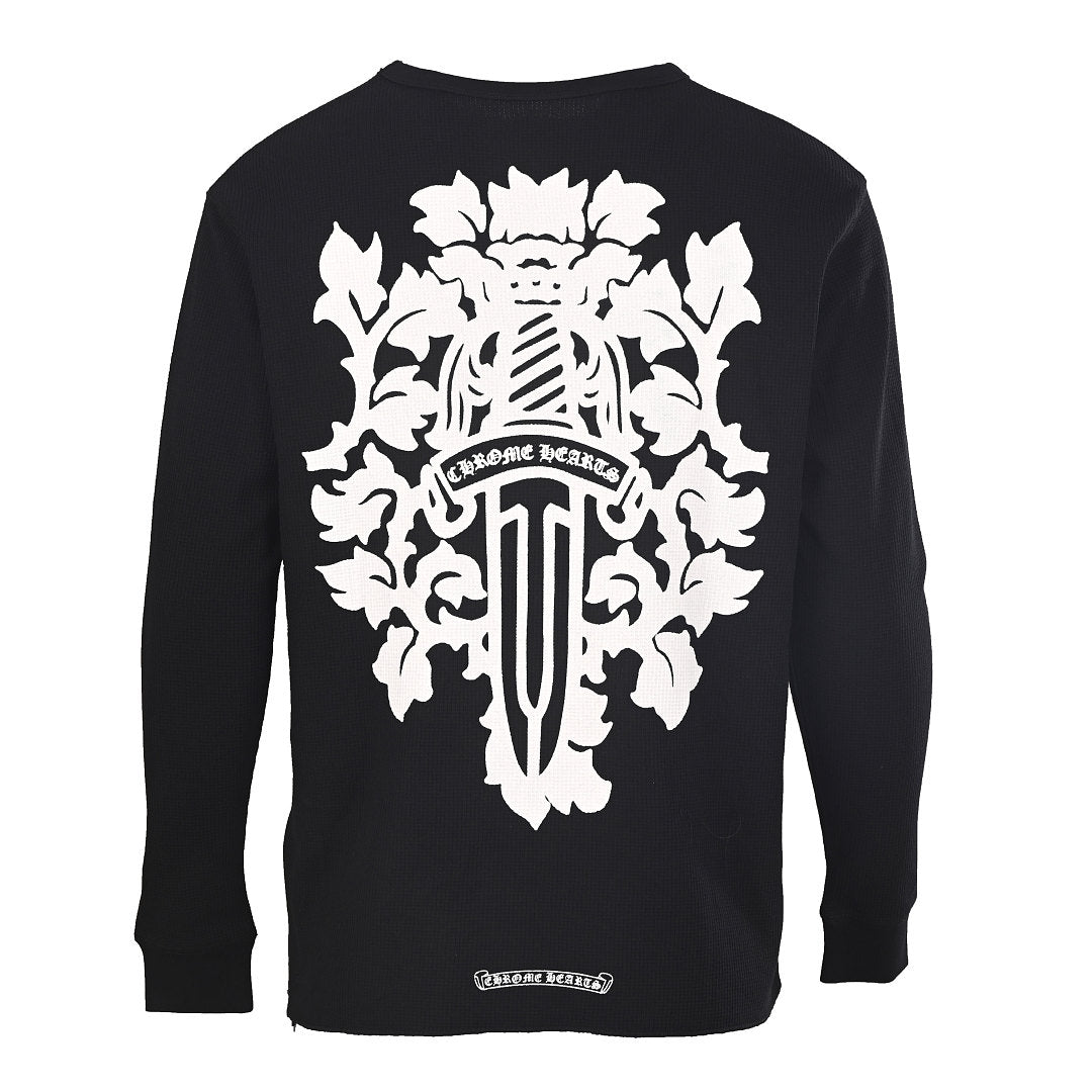 Chrome Hearts Waffle-Knit Vine Sword Long-Sleeve T-Shirt - Black - back view