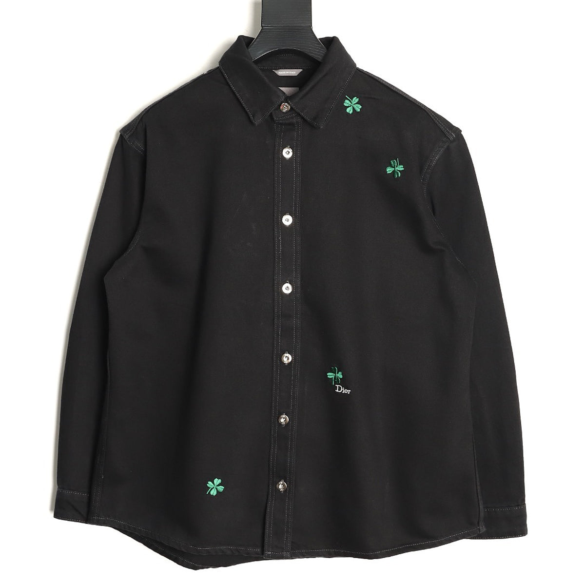 Dior Embroidered Long-Sleeve Shirt - Black front view