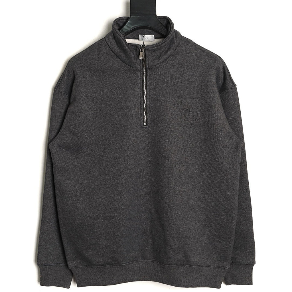 Dior CD Icon Half-Zip Sweatshirt - Charcoal back view