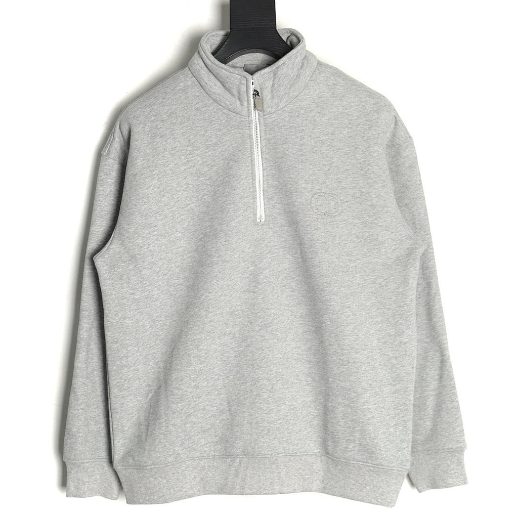 Dior CD Half-Zip Sweatshirt - Gray front view