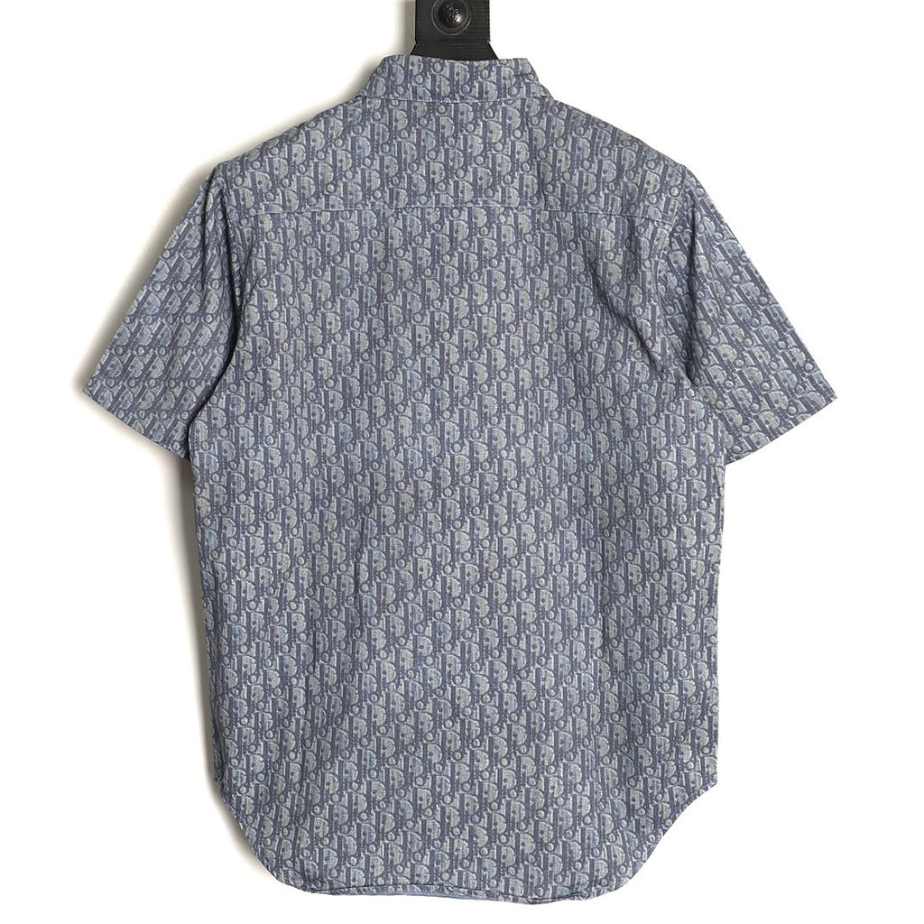 Dior Oblique Short-Sleeve Shirt - Blue front view