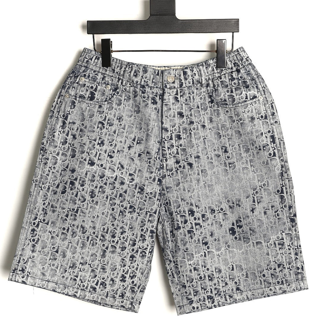 Dior Oblique Denim Shorts - Gray front view