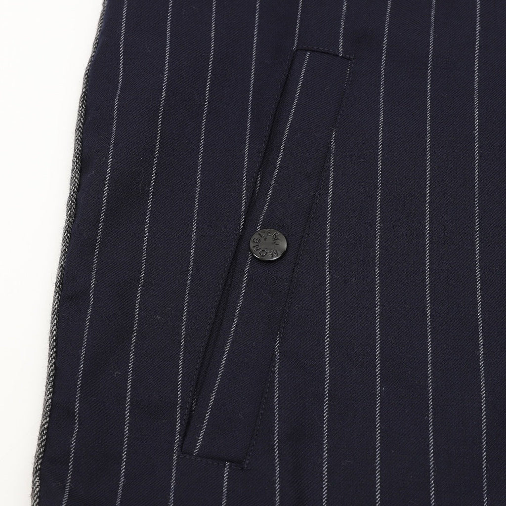 Moncler Wool Pinstripe Herringbone Panel Zip Jacket – Men’s, Navy Blue