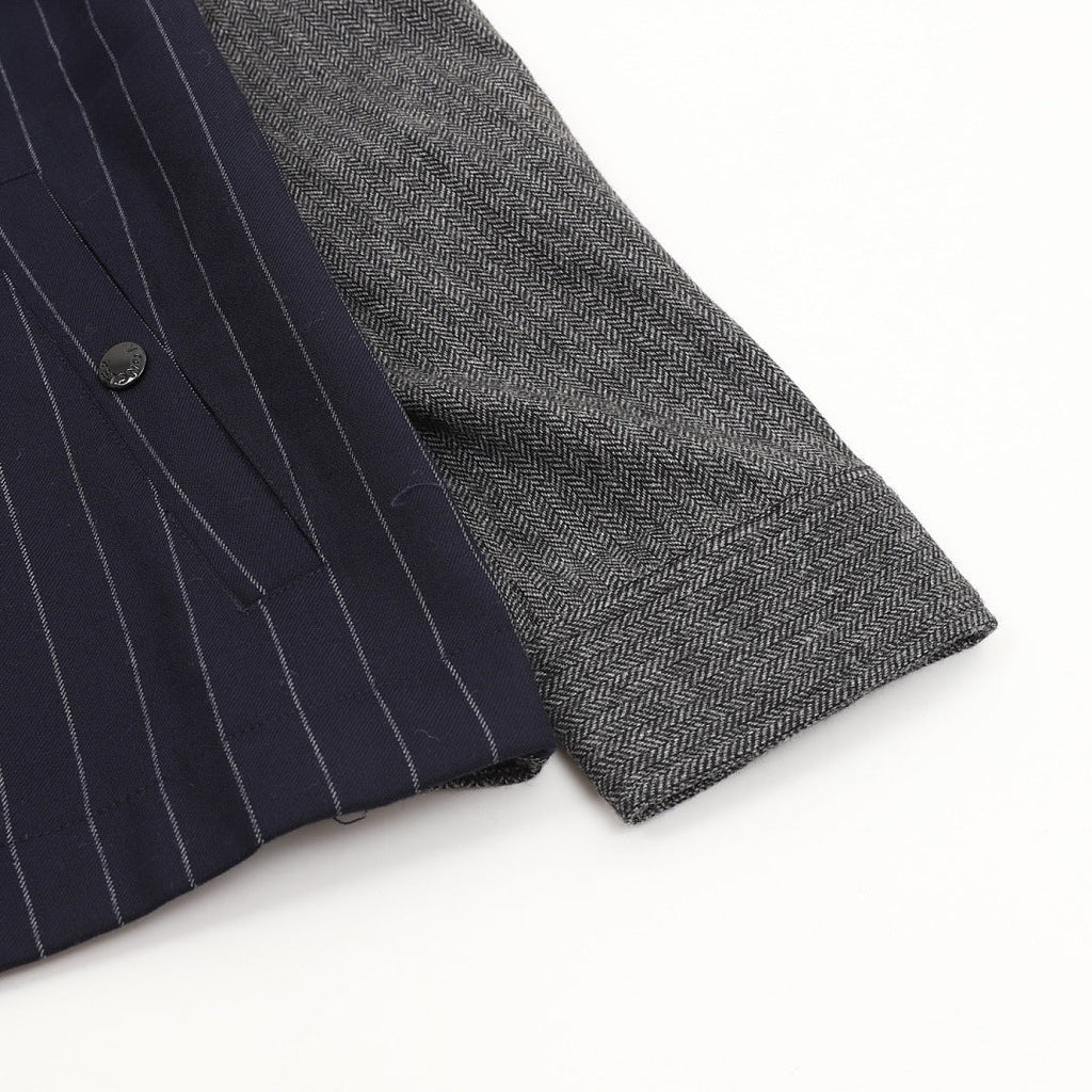 Moncler Wool Pinstripe Herringbone Panel Zip Jacket – Men’s, Navy Blue