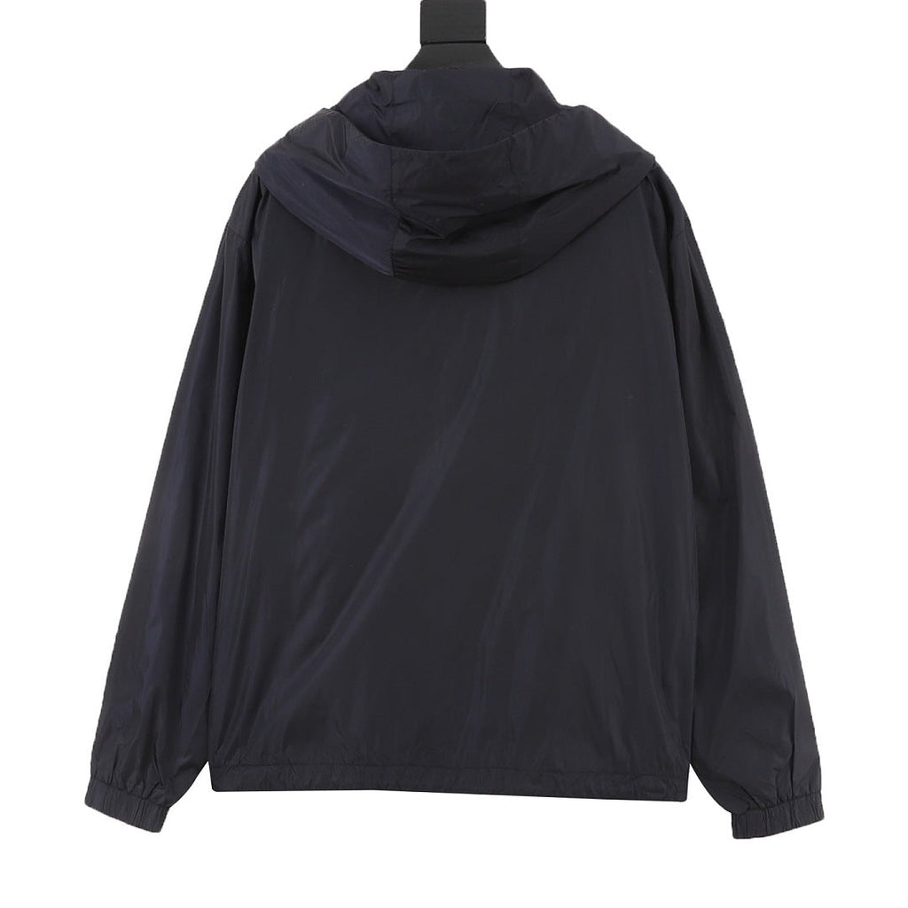 Moncler Chest Logo Stripe Hooded Zip Jacket – Men’s, Navy Blue