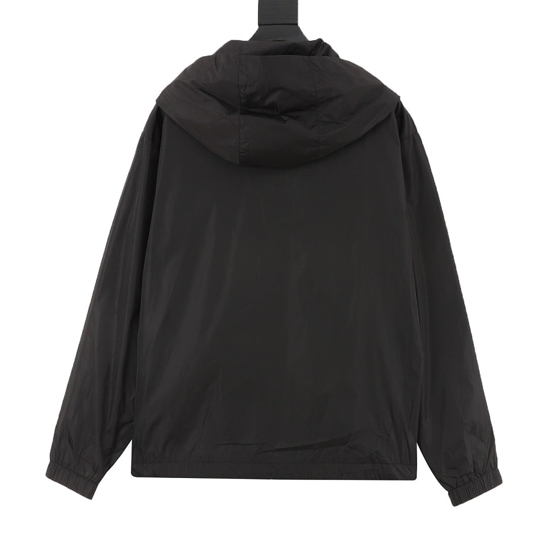 Moncler Chest Logo Stripe Hooded Zip Jacket – Men’s, Black