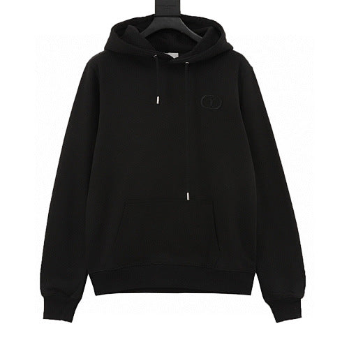 Dior CD Embroidered Pullover Hoodie white background front view