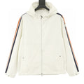Moncler Striped-Sleeve Hooded Shell Jacket - Ivory - front view