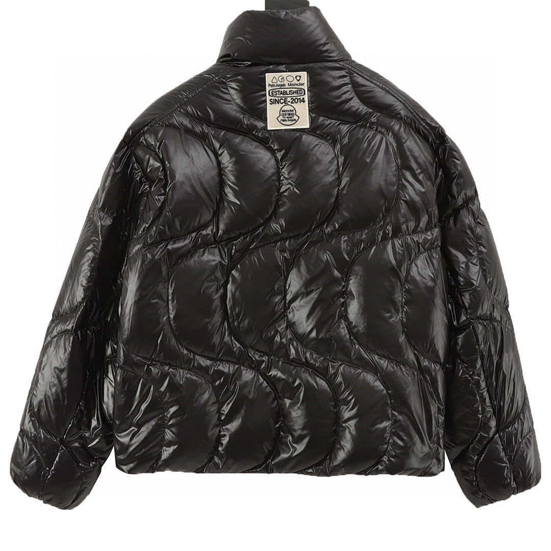 Moncler Palm Angels Wave-Quilted Down Jacket - Black - back view