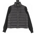 Moncler Stand-Collar Knit-Sleeve Padded Jacket - Black - front view