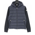 Moncler Hooded Quilted-Front Zip Cardigan - Navy - front view