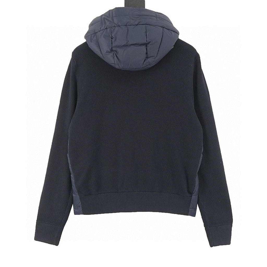 Moncler Hooded Quilted-Front Zip Cardigan - Navy - back view